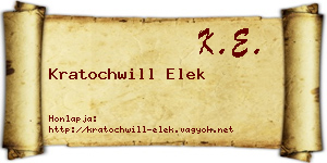 Kratochwill Elek névjegykártya